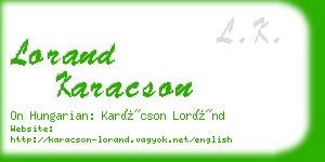 lorand karacson business card